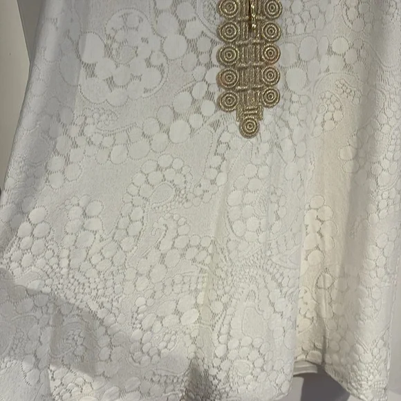 Lilly Pulitzer White Lace Shift Dress with Gold Detailing - Picture 6 of 6